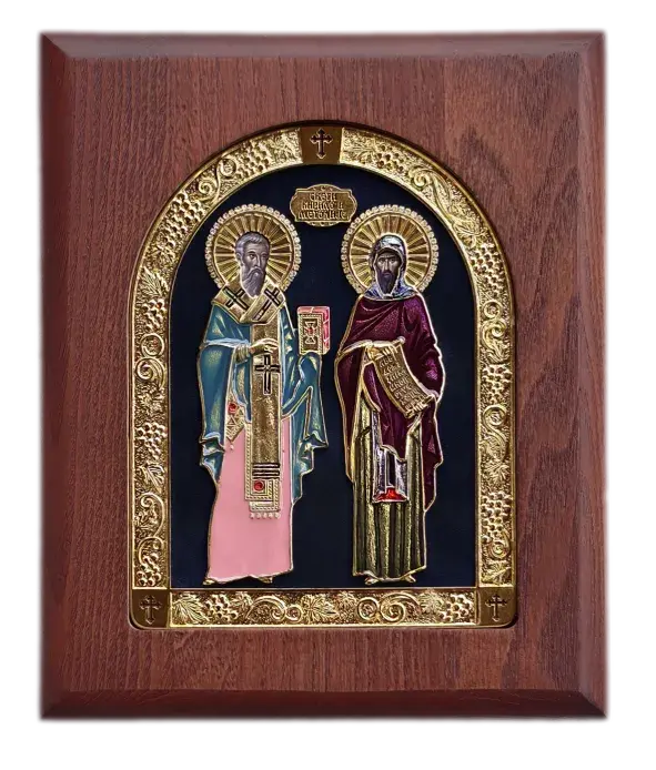 Ikona u drvetu Sveti Kirilo i Metodije, Pravougaona, 170x205x22mm