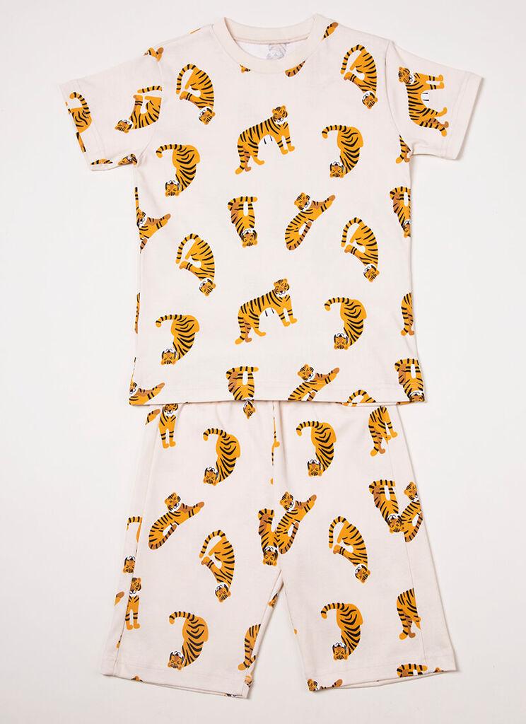 Jasmil Pidžama za dečake kratkih rukava, Bež