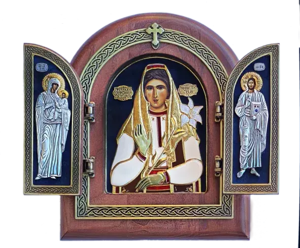 Triptih Prepodobna Anastasija, majka Svetog Vasilija 220x255x32mm