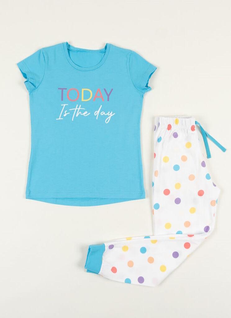 Jasmil Pidžama za devojčice kratkih rukava, Svetloplava