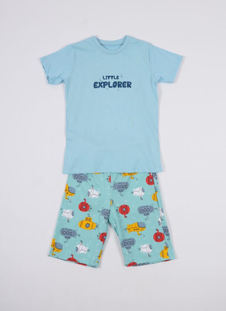 Jasmil Pidžama za dečake kratkih rukava, Svetloplava