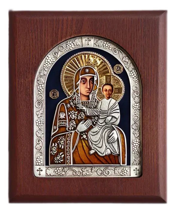 Ikona u drvetu Presveta Bogorodica Mozdokska, Pravougaona, 170x205x22mm