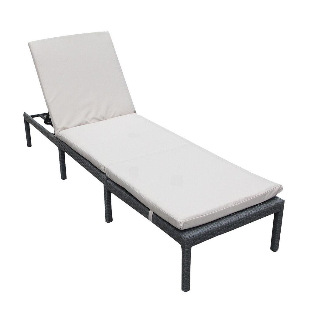 eHomeGarden Set Ležaljka i jastuk, 198x60x22cm, Sivo-bela