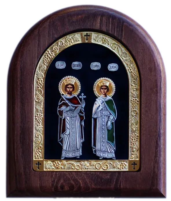Ikona u drvetu Sveti Car Konstantin i Carica Jelena, 170x205x22mm
