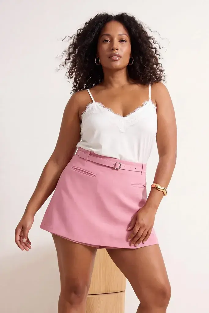 Trendyol Curve Ženska suknja-šorts Tbbaw26Ap00010, Roze