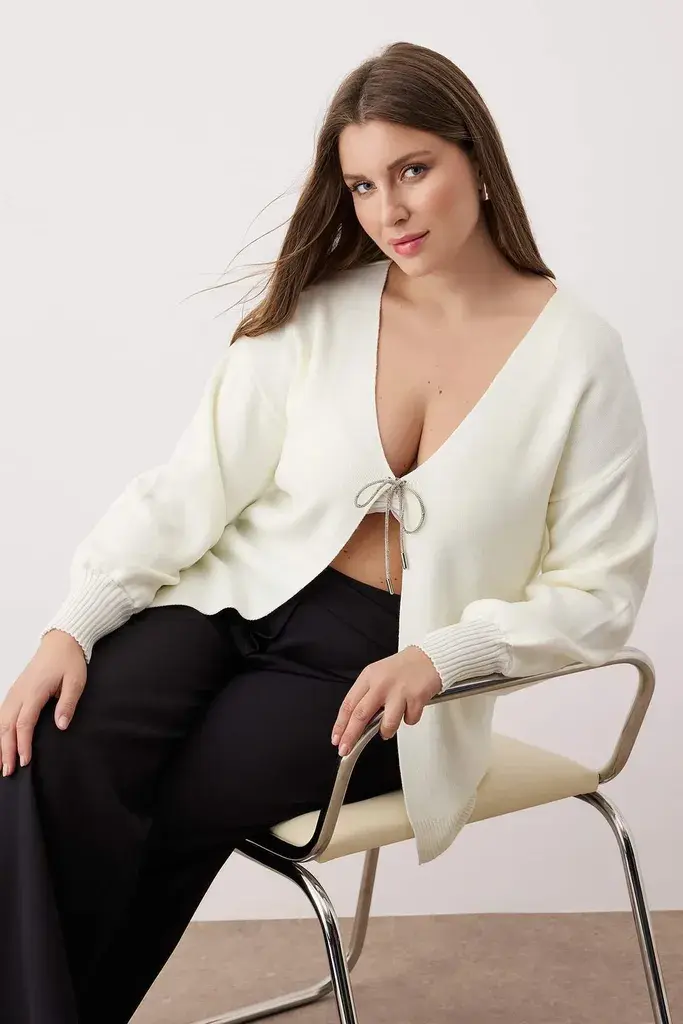 Trendyol Curve Ženski kardigan Tbbaw26Av00011, Krem
