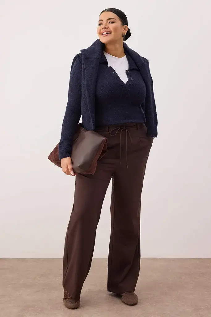 Trendyol Curve Ženske pantalone Tbbaw26Ar00000, Smeđe
