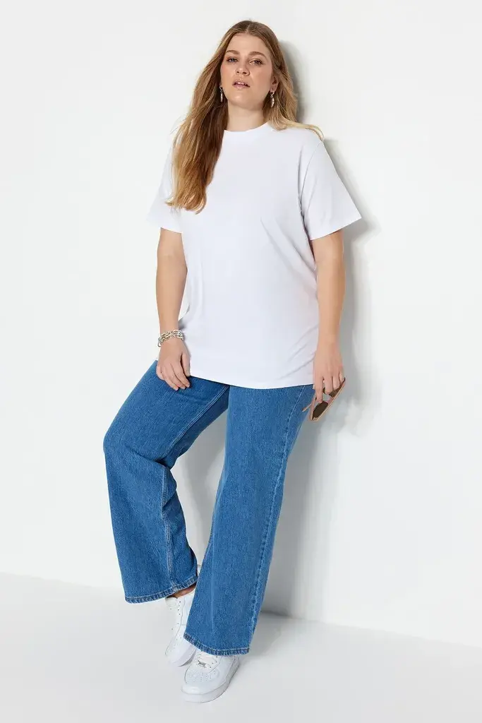 Trendyol Curve Ženska majica Tbbss23Bf00019, Bela