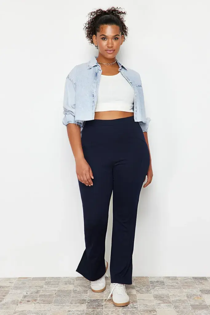 Trendyol Curve Ženske pantalone Tbbss24Ar00001, Tamnoplave