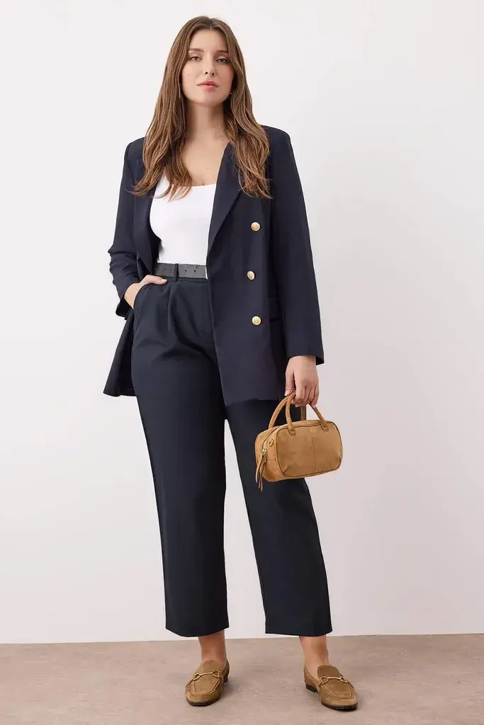 Trendyol Curve Ženske pantalone Tbbaw26Ar00012, Tamnoplave