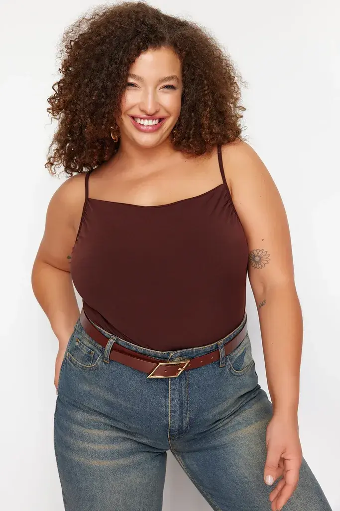 Trendyol Curve Ženska bluza Tbbss24Af00006, Braon
