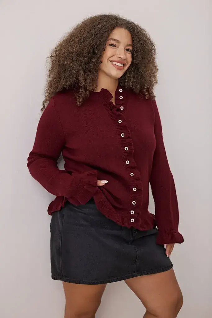 Trendyol Curve Ženski kardigan Tbbaw26Av00031, Bordo