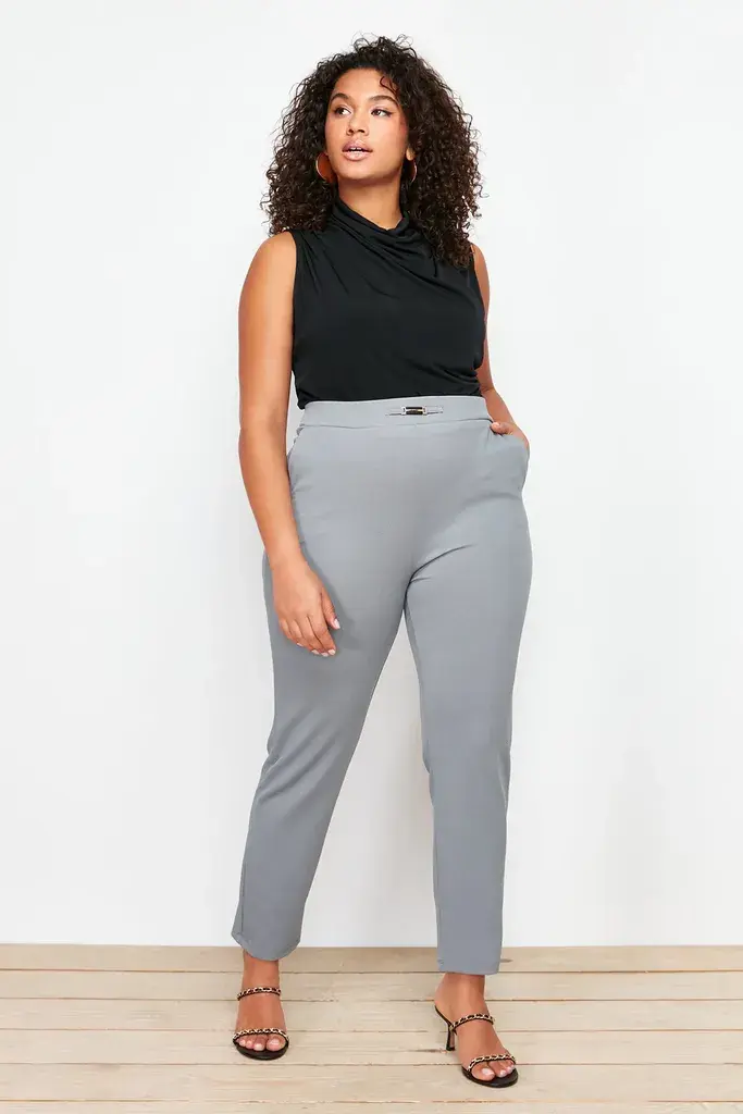 Trendyol Curve Ženske pantalone TBBSS24AR00023, Sive