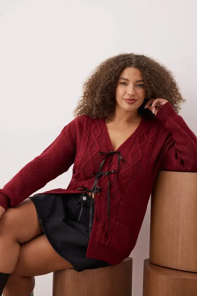 Trendyol Curve Ženski kardigan Tbbaw26Av00013, Bordo