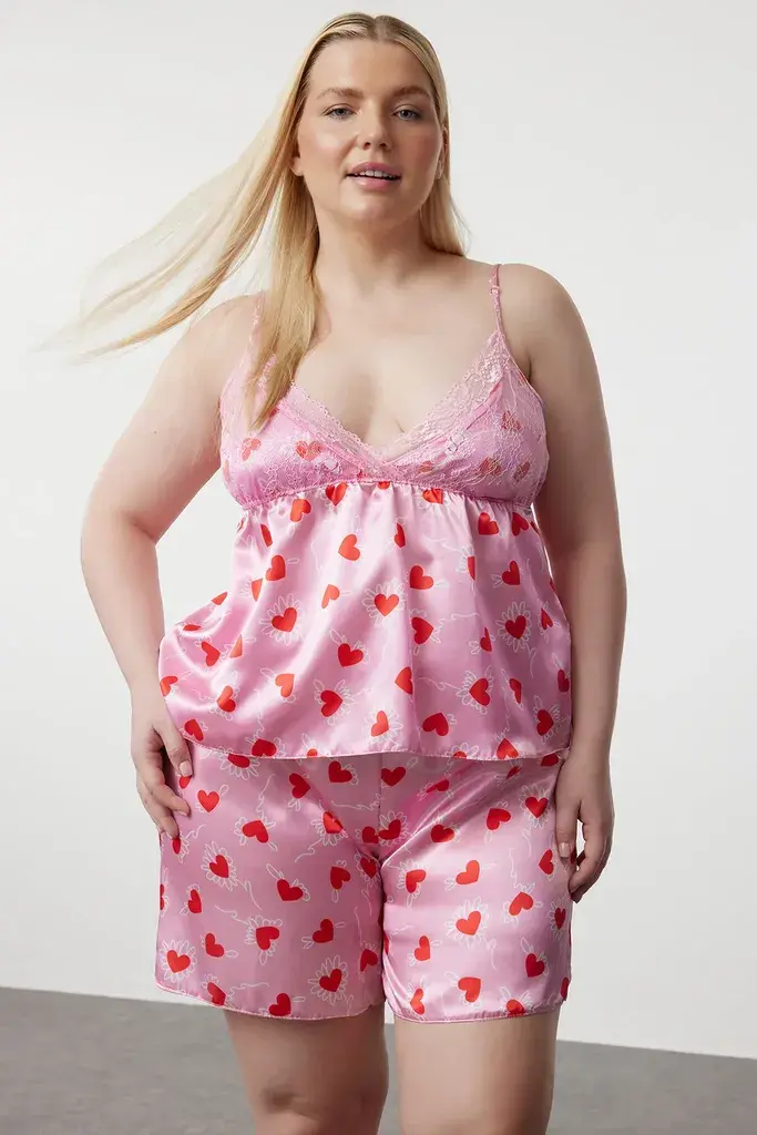 Trendyol Curve Ženska komplet pidžama TBBSS24AI00112, Roze
