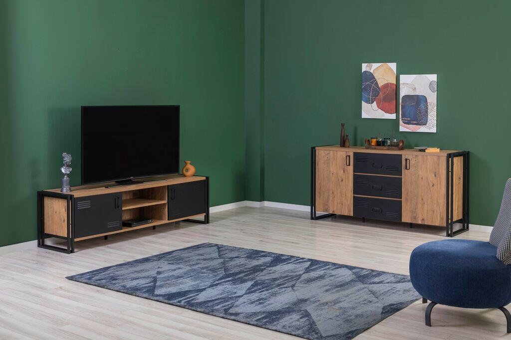 Hanah Home Set nameštaja za dnevnu sobu Cosmo 22, Braon-crni