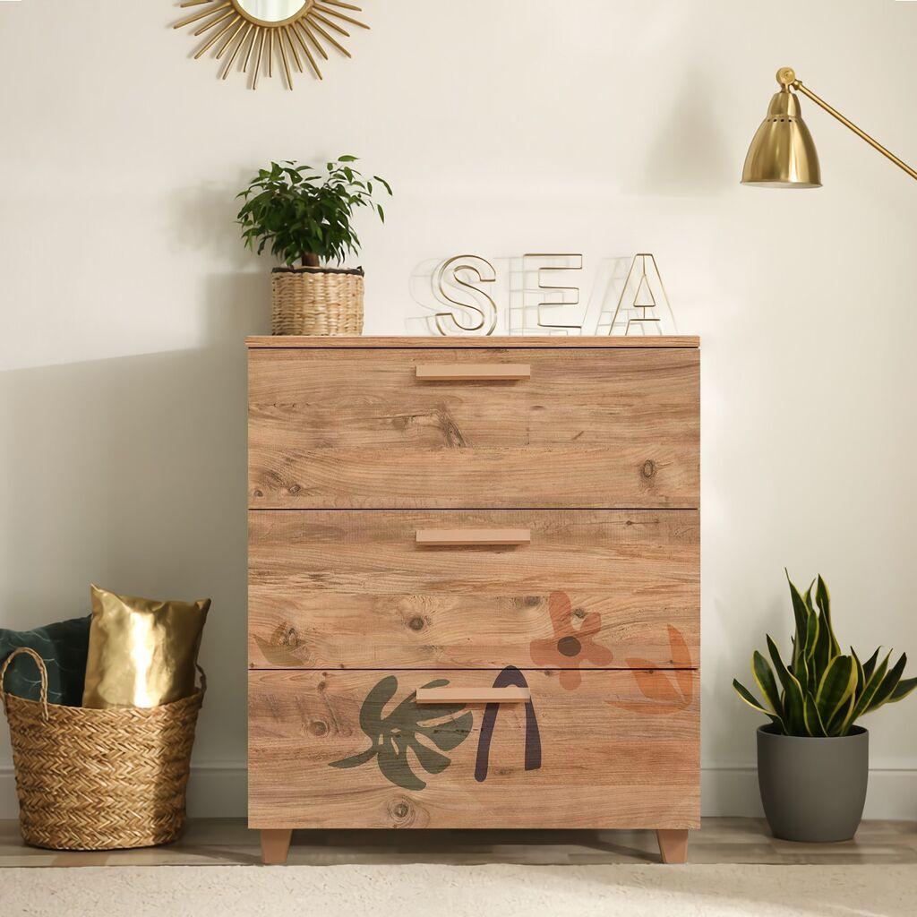 Hanah Home Komoda Leva Gravis Leaf, 80x95x43 cm, Braon