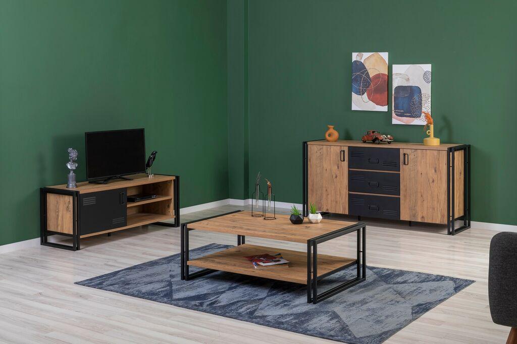 Hanah Home Set nameštaja za dnevnu sobu Cosmo 26, Braon-crni