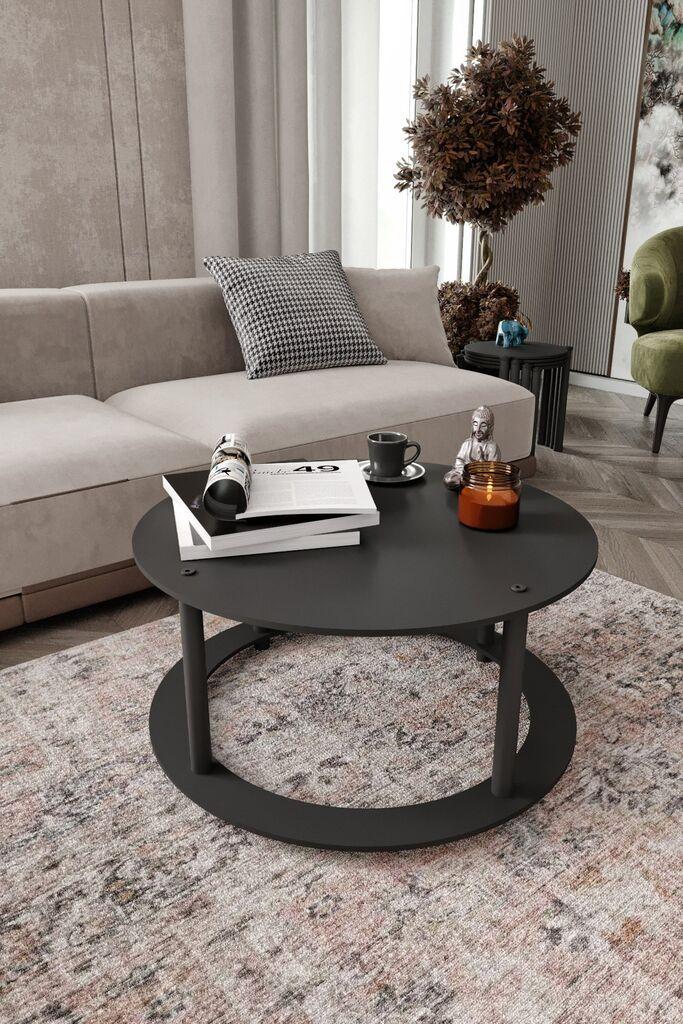 Hanah Home Klub sto Hole Round, 70x38x70 cm, Crni