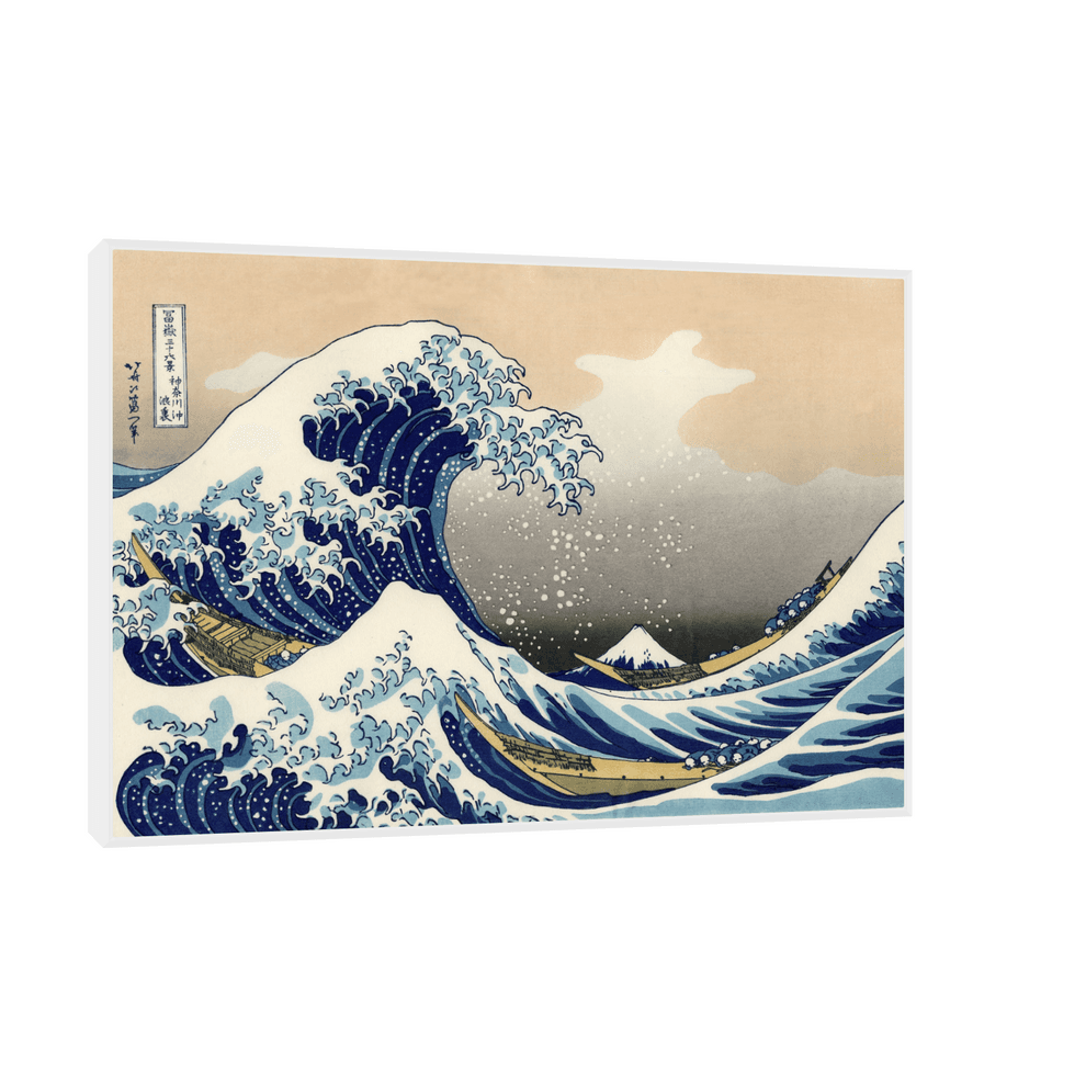 Canvas Slika na platnu The Great Wave off Kanagawa, Hokusai, Sa ramom, 120 x 80 cm, Beli