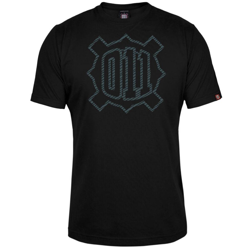Muška majica kratkih rukava 011 logo stripe, Crna