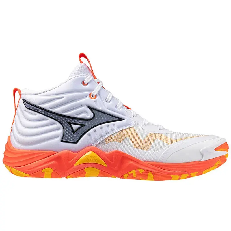 Mizuno Patike Wave Momentum Elite Mid, Belo-Narandžaste