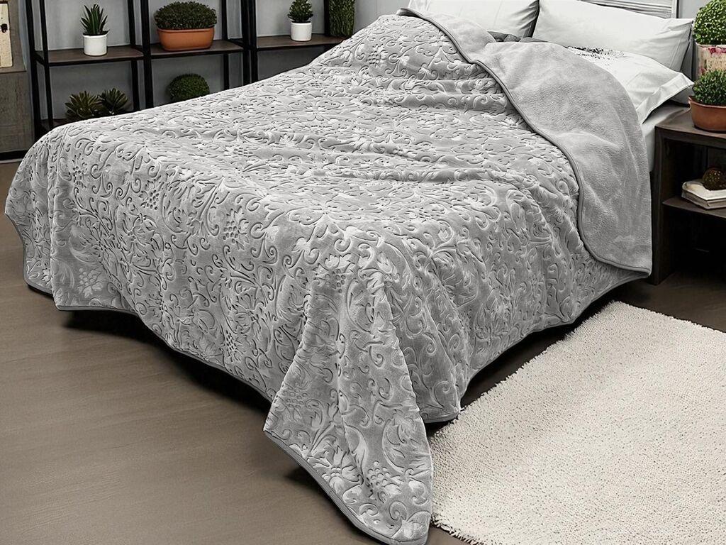 Viktorija Ćebe Merinos A7 Cvet, 220x240 cm, Sivo