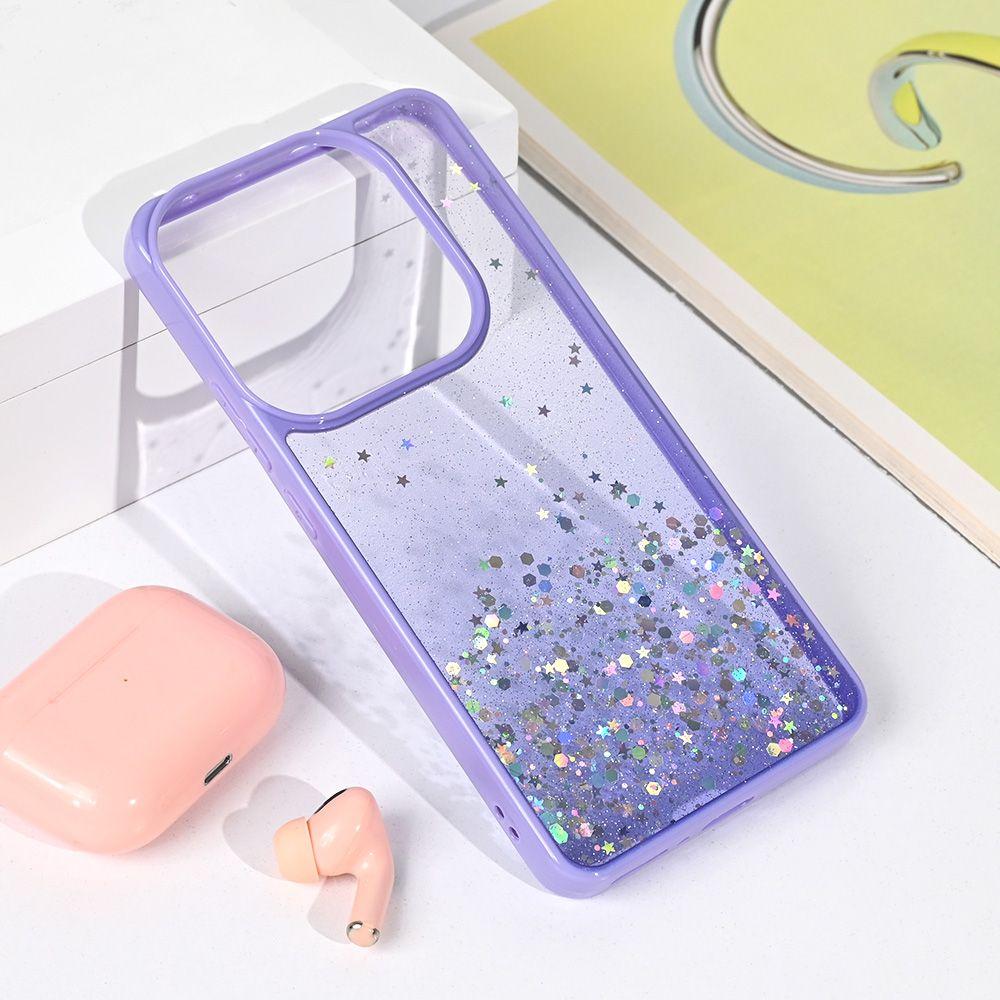 Maska za Xiaomi Redmi Note 14 5G Frame Glitter, Ljubičasta