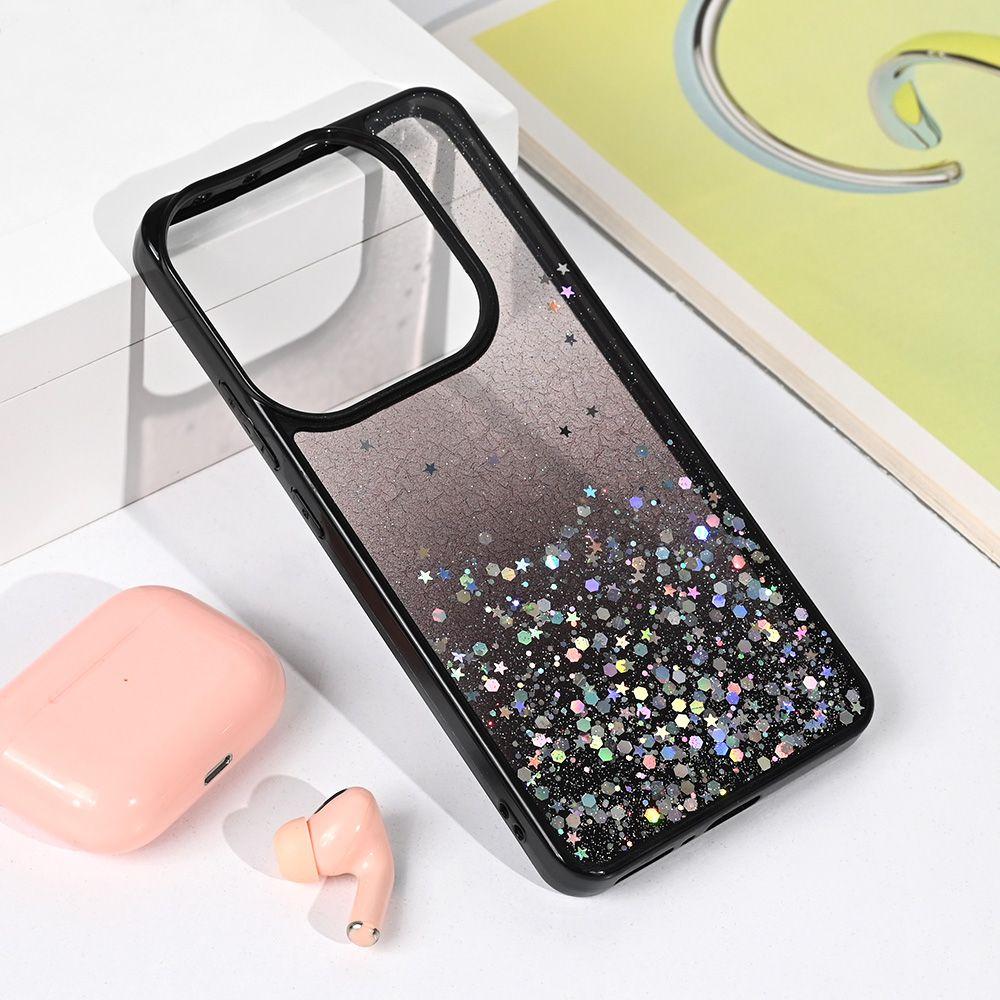 Maska za Xiaomi Redmi Note 14 5G Frame Glitter, Crna