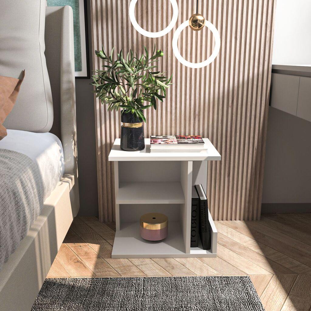 Hanah Home Noćni stočić Karamira, 45x45x35 cm, Beli