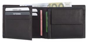 HJP Muški kožni novčanik 85055, 11 x 9 x 3 cm, Niz linija po sredini, Položeni, Crni