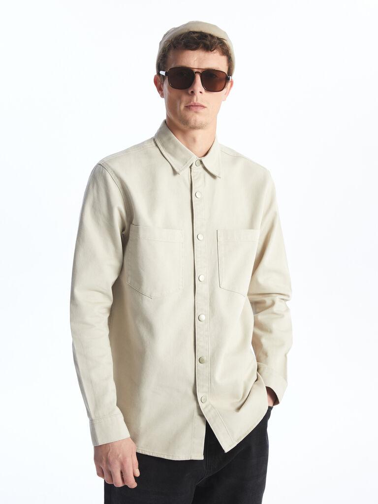 LC Waikiki Muška teksas košulja S4I024Z8-VG3, Dugi rukavi, Bež