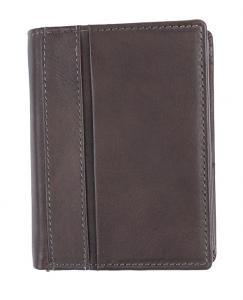 HJP Muški kožni novčanik 80485, RFID zaštita, 9.5 x 12.3 x 2.5 cm, Uzdužna bordura, Uspravni, Braon