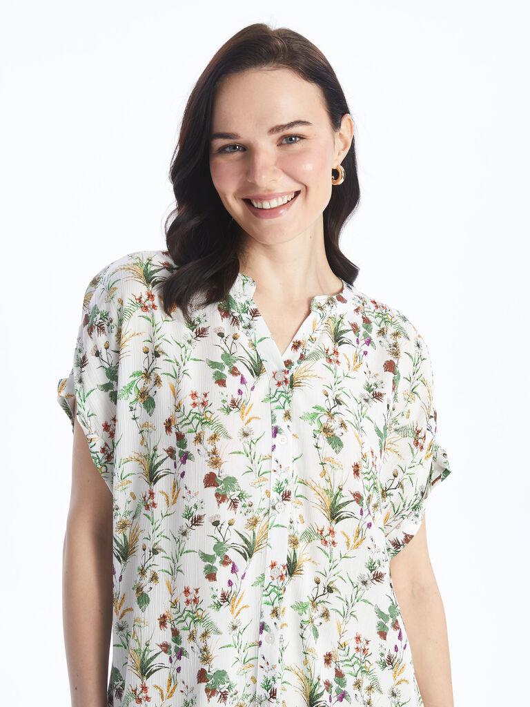 LC Waikiki Ženska bluza S4HN62Z8-LRA, Kratki rukavi, Šareni