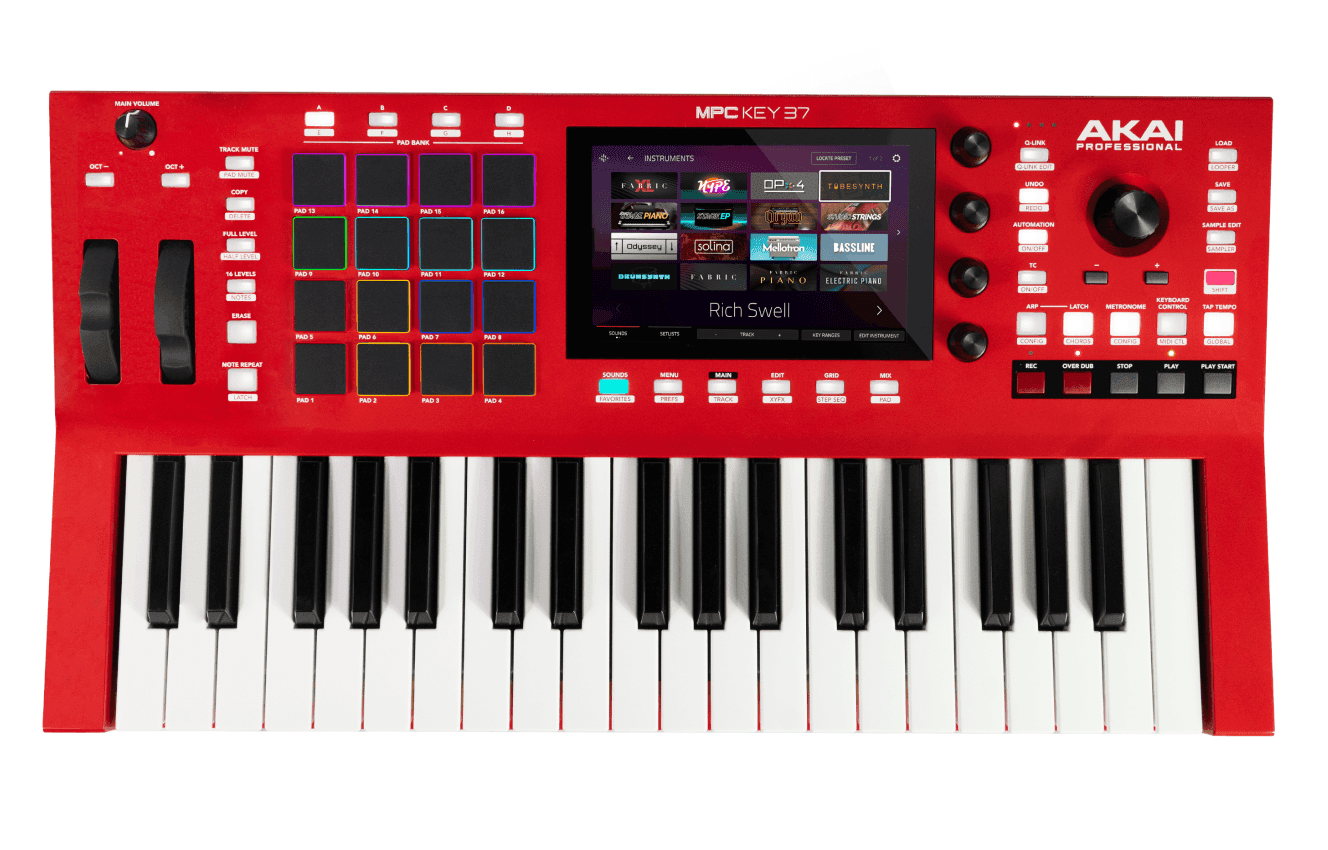 AKAI Sintisajzer Radna Stanica Standalone MPC Key 37, 58.2x31.4x10.4cm, Crveni