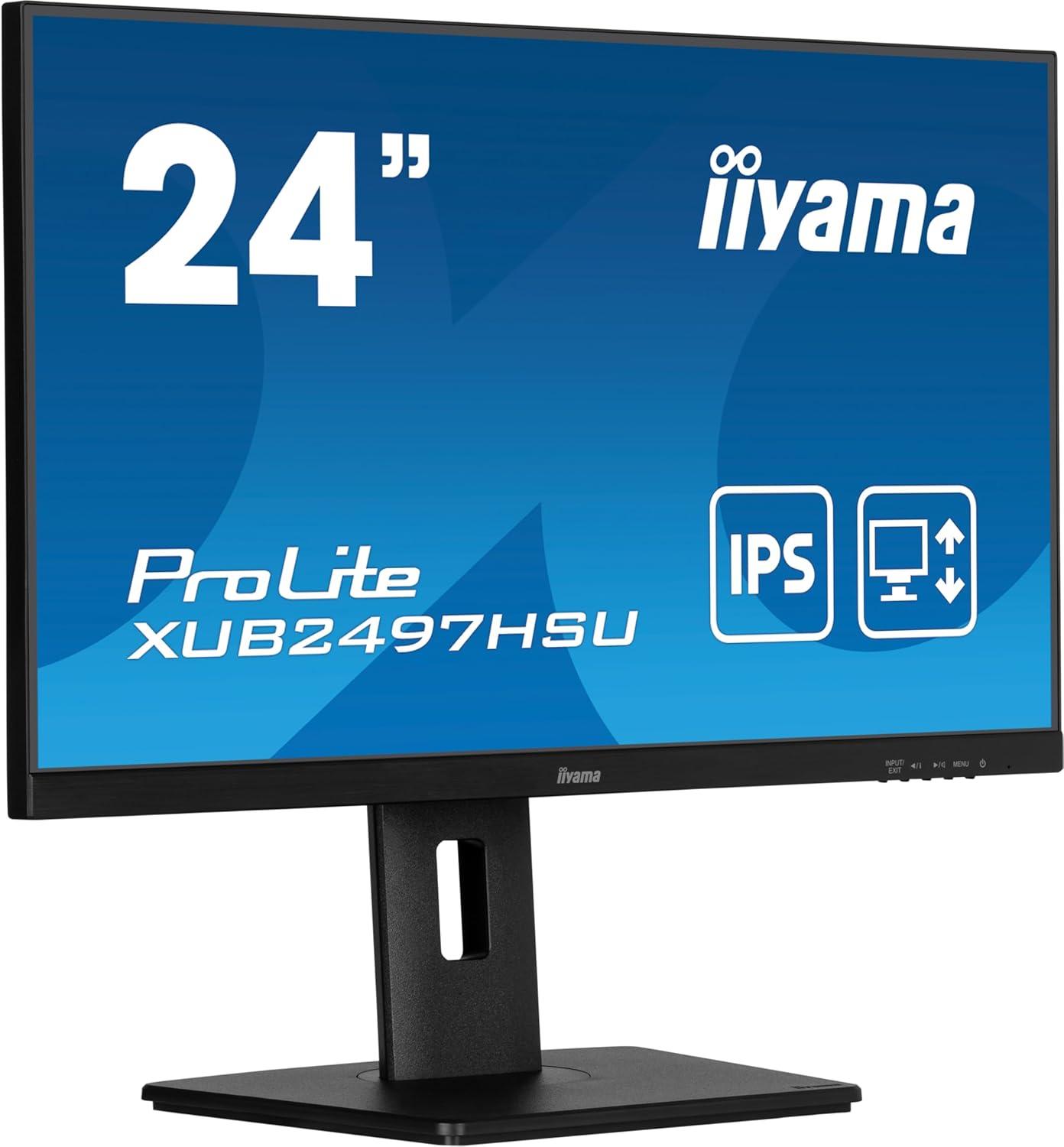 IIYAMA monitor XUB2497HSU-B2, 24", 1920 x 1080 (Full HD), IPS, 100 Hz, HDMI, DP, Zvucnici