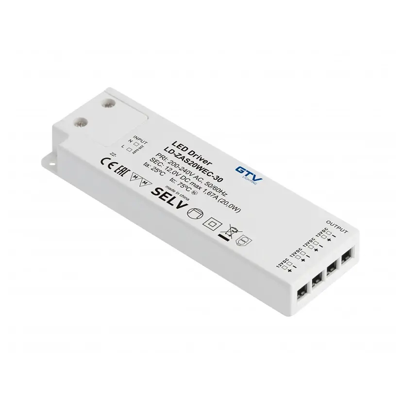 LED Napajanje Slim Easy Click, 20W, 220-240V AC,. 12V DC, IP20, Belo