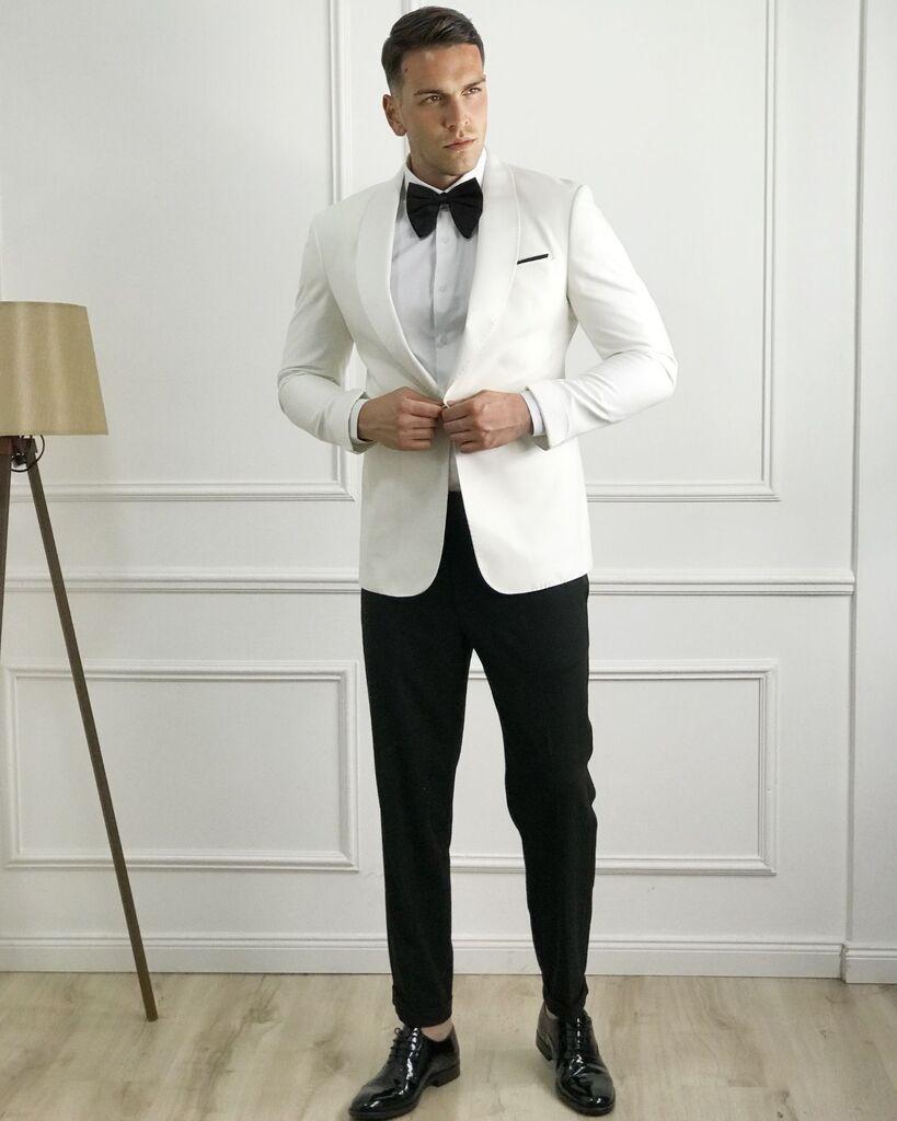 Squareonline Muški klasični smoking, Crno-beli