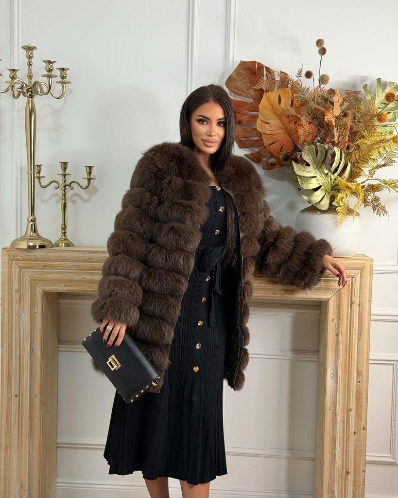 Squareonline Ženska duga bunda, Braon