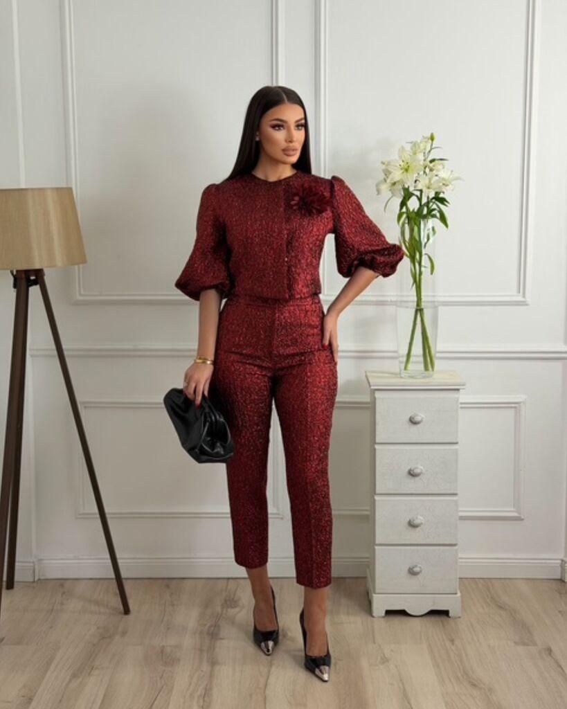 Squareonline Ženski komplet Shimmer Bloom, Crveni