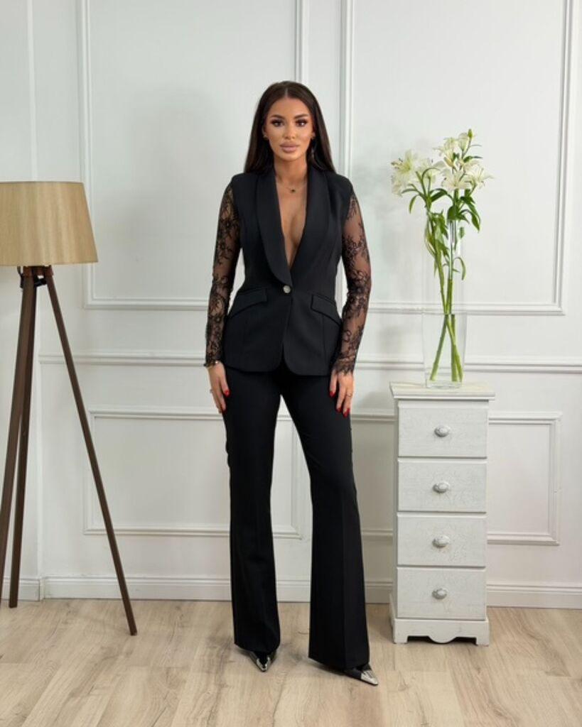 Squareonline Ženski komplet Lace Elegance, Crni