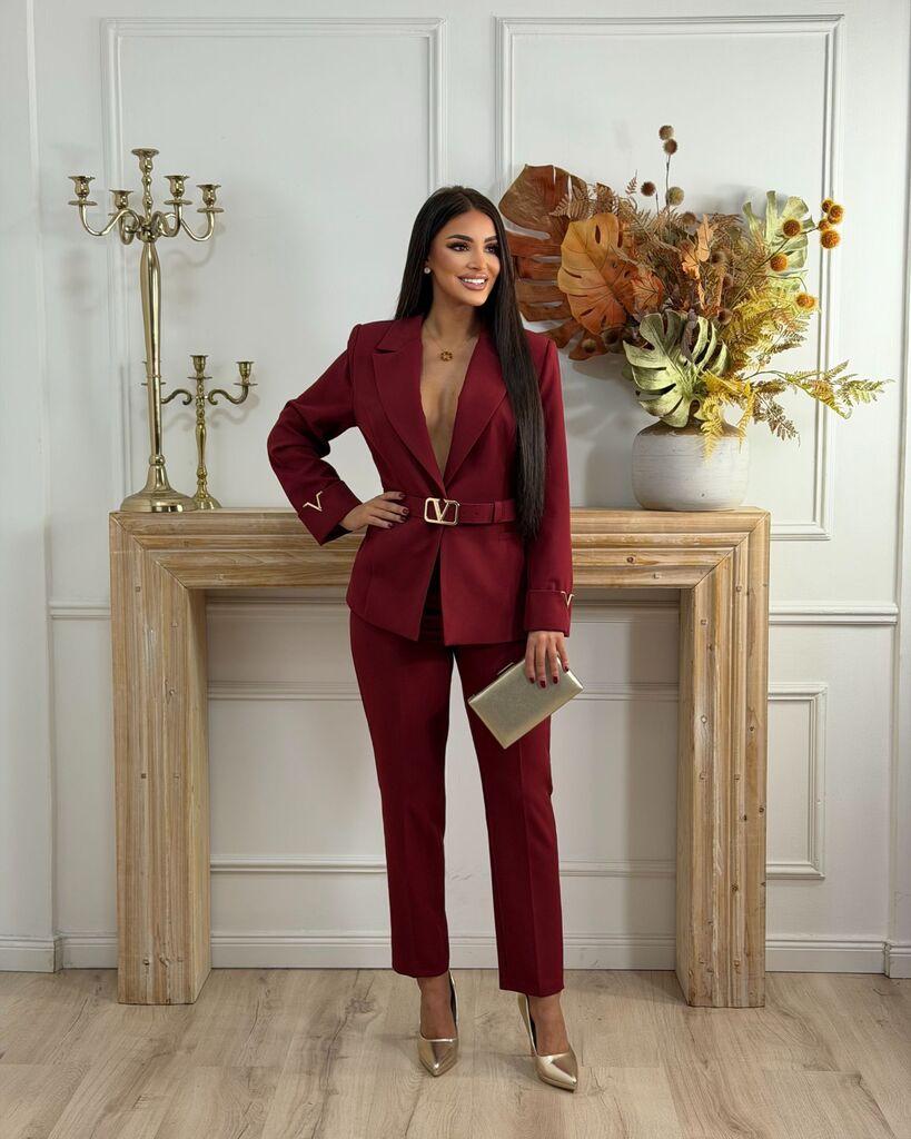 Squareonline Ženski komplet sa pojasom, Bordo