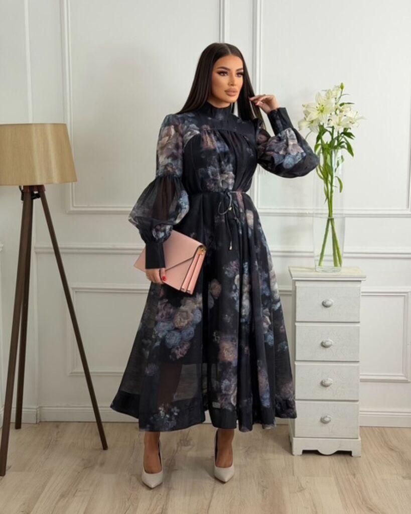 Squareonline Ženska haljina Midnight Bloom, Teget