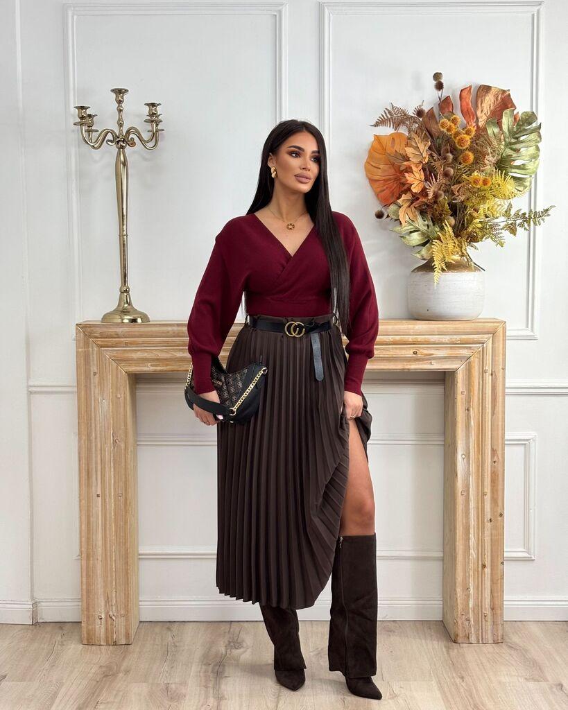 Squareonline Ženska plisirana suknja, Braon