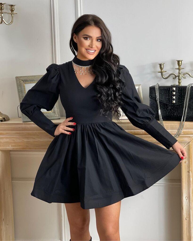 Squareonline Ženska haljina sa kristalima Astrea, Crna