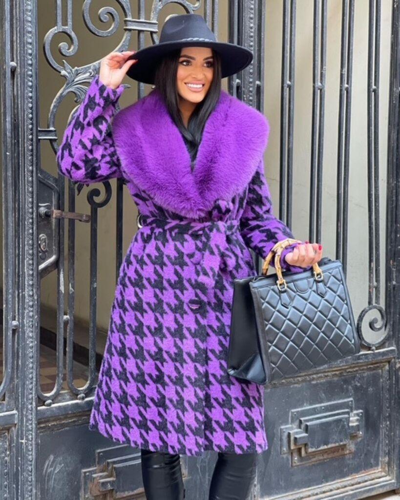 Squareonline Ženski kaput, Ljubičasto-crni