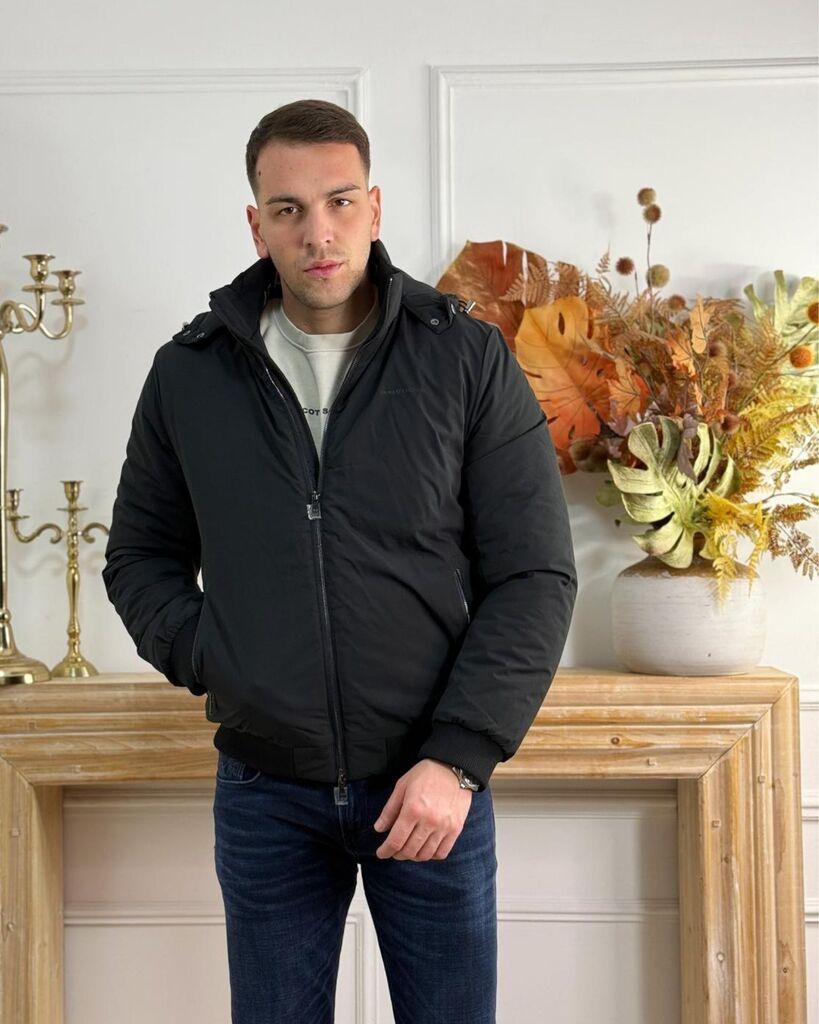 Squareonline Muška jakna sa kapuljačom, Crna