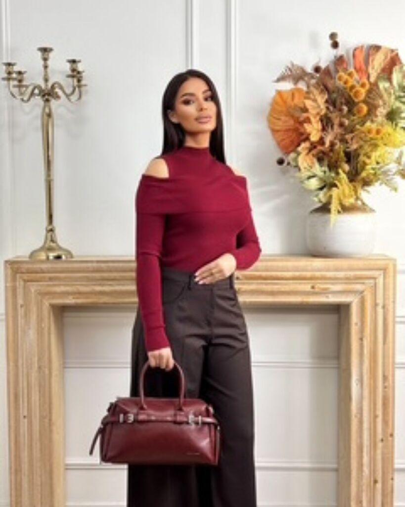 Squareonline Ženska bluza sa spuštenim ramenima, Crvena