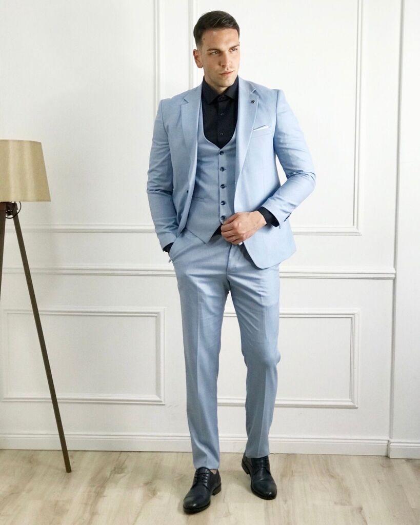 Squareonline Muško elegantno trodelno odelo, Svetloplavo