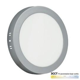 Mitea Lighting LED Nadgradni okrugli panel M18NO-SIL-CCT, 265V, 18W, 6500K, Srebrne boje